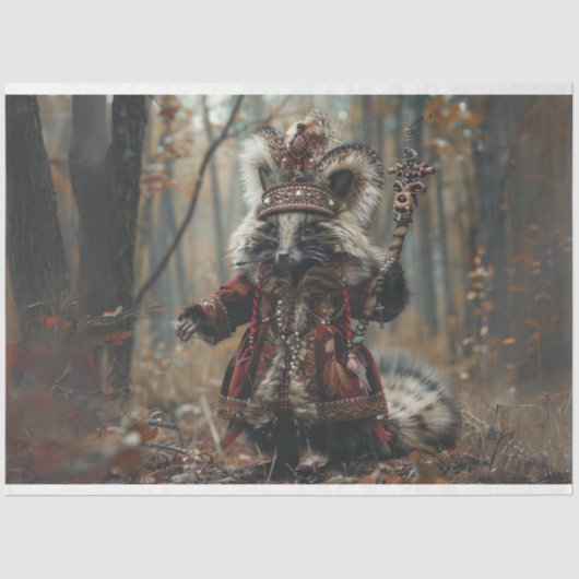 Papier Mousseline Découpage de Noël King Raccoon (Recto)