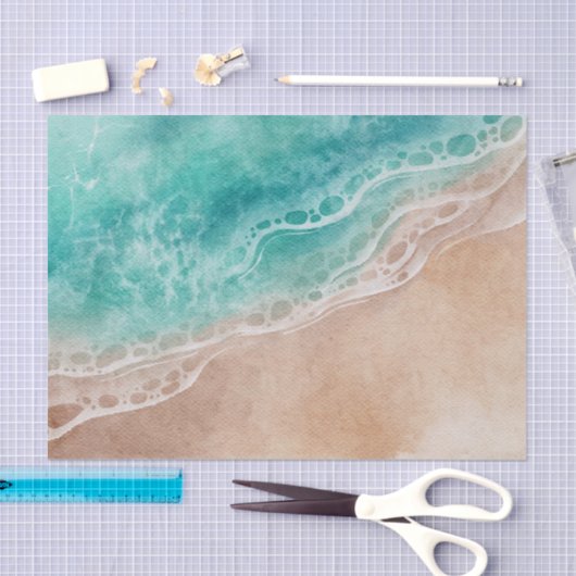 Papier Mousseline Découpage de Ocean Tide Beach (Artisanat)