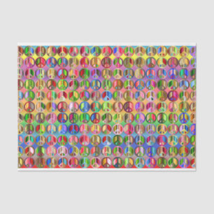 Papier Mousseline Découpage de paix hippie colorée