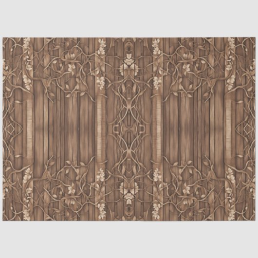 Papier Mousseline Découpage de panneau en bois rustique (Recto)