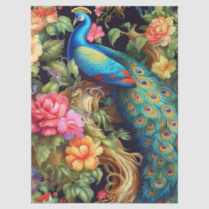 Papier Mousseline Découpage de paon floral coloré vibrant