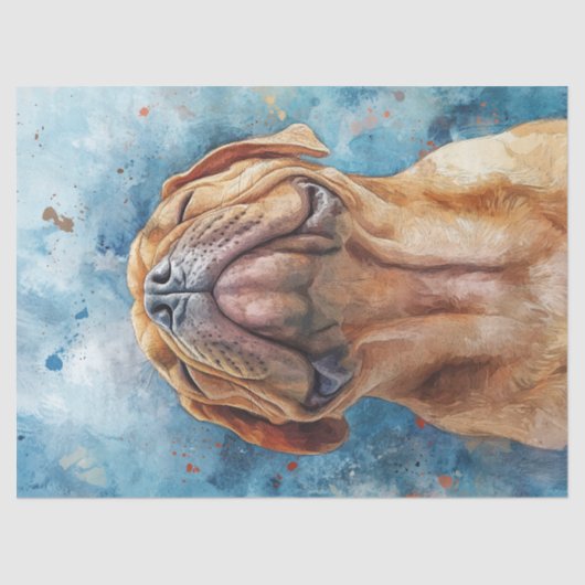Papier Mousseline Découpage de peinture à l'aquarelle Shar Pei (Recto)
