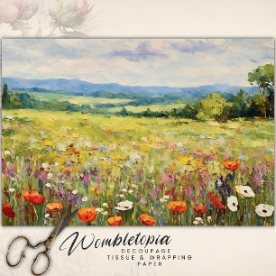 Papier Mousseline Découpage de peinture à l'huile de champ Fleur sau