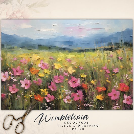 Papier Mousseline Découpage de peinture à l'huile du paysage de prai