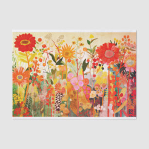 Papier Mousseline Découpage de peinture Abstraite orange or fleur sa
