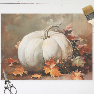 Papier Mousseline Découpage de peinture Citrouille blanc rustique