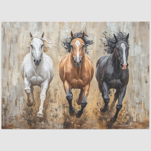 Papier Mousseline Découpage de peinture de trio de cheval (Recto)
