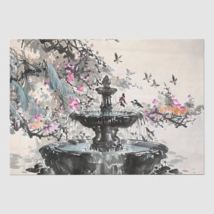 Papier Mousseline Découpage de peinture en encre de fontaine chinois