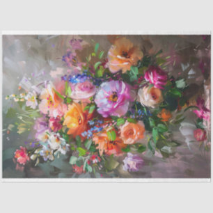 Papier Mousseline Découpage de peinture florale impressionniste colo