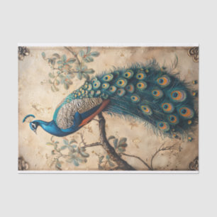 Papier Mousseline Découpage de peinture indienne Peacock vintage