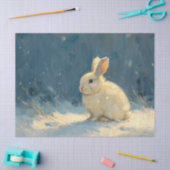 Papier Mousseline Découpage de peinture paysage d'hiver de lapin (Artisanat)