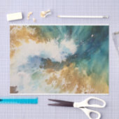 Papier Mousseline Découpage de plage Ocean Waves Watercolor (Artisanat)