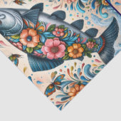 Papier Mousseline Découpage de poisson Saumon de la flore lunaire (Détail)