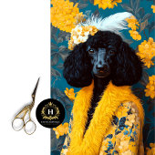 Papier Mousseline Découpage de portrait de caniche jaune standard no