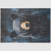 Papier Mousseline Découpage de portrait d'ours noir rustique (Recto)