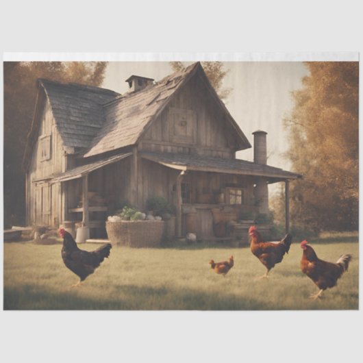 Papier Mousseline Découpage de poulet rustique de 18 livres (Recto)