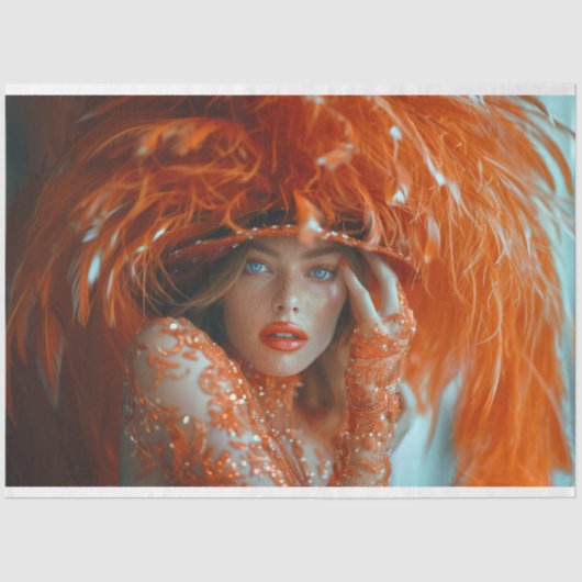 Papier Mousseline Découpage de rêve Tangerine Imaginaire Flapper (Recto)