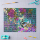 Papier Mousseline Découpage de roches et de fleurs violettes (Artisanat)