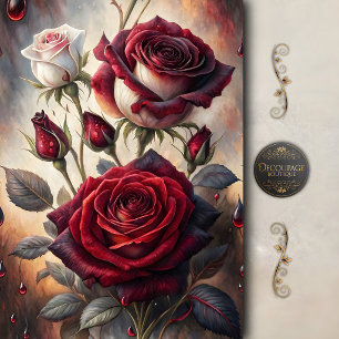 Papier Mousseline Découpage de rose cramoisie gothique