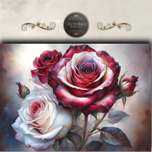 Papier Mousseline Découpage de rose cramoisie romantique