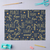Papier Mousseline Découpage de script de Noël moderne Navy & Or (Artisanat)