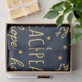 Papier Mousseline Découpage de script de Noël moderne Navy & Or (Cadeau)