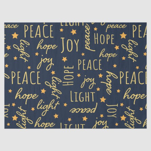 Papier Mousseline Découpage de script de Noël moderne Navy & Or (Recto)