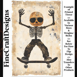 Papier Mousseline Découpage de squelette de skateboard Grungy Edgy A