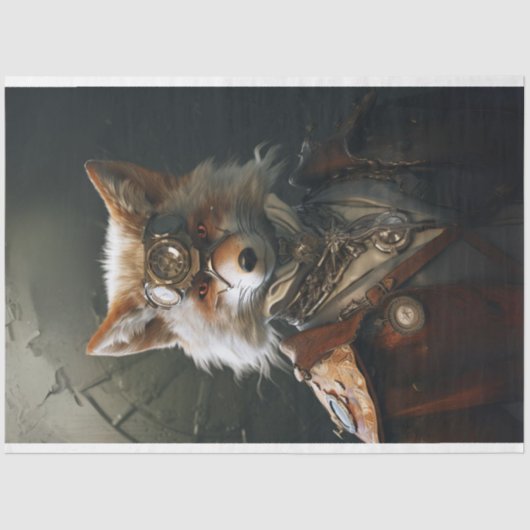 Papier Mousseline Découpage de style Steampunk Red Fox (Recto)