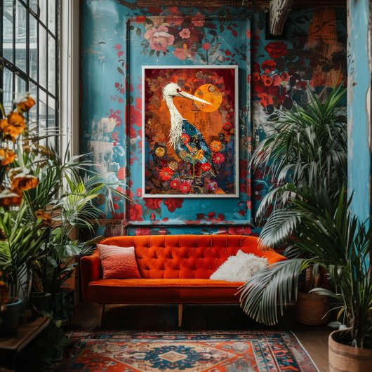 Papier Mousseline Découpage de texture rustique d'oiseaux de grue vi