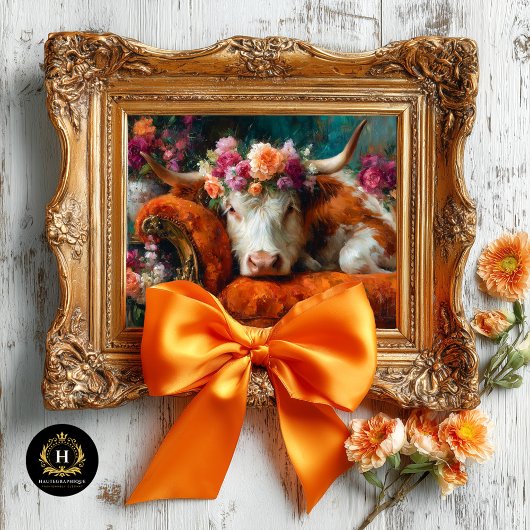 Papier Mousseline Découpage de vache florale Chaise orange