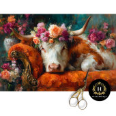 Papier Mousseline Découpage de vache florale Chaise orange