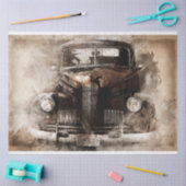 Papier Mousseline Découpage de vieilles voitures de collection rusti (Artisanat)