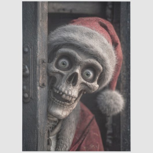 Papier Mousseline Decoupage Dead Serious Santa Claus Skeleton Peek (Recto)