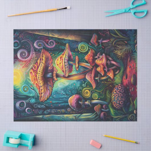Papier Mousseline Découpage des champignons psychédéliques (Artisanat)