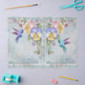 Papier Mousseline Découpage des colibris et des fleurs violettes (Artisanat)