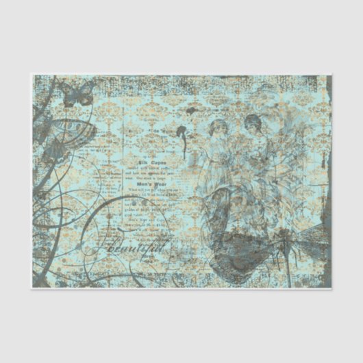 Papier Mousseline Découpage des dames Turquoises (Recto)