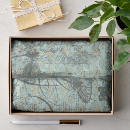 Papier Mousseline Découpage des dames Turquoises (Cadeau)