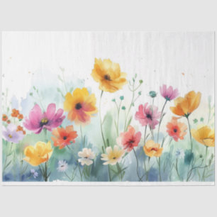 Papier Mousseline Découpage des fleurs de printemps de l'aquarelle