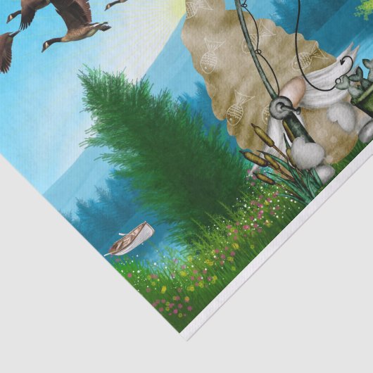 Papier Mousseline Découpage des nomes de pêche (Détail)