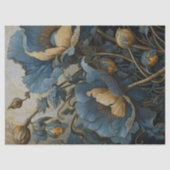 Papier Mousseline Découpage des pavots bleus ornés (Recto)