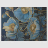 Papier Mousseline Découpage des pies bleues en or (Recto)