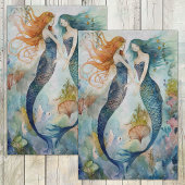 PAPIER MOUSSELINE DÉCOUPAGE DES SOEURS MERMAID BLANCHES