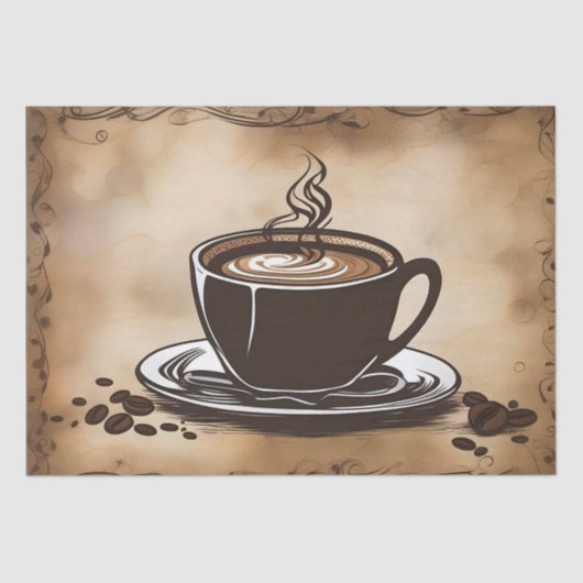 Papier Mousseline Découpage des tasses de café en latte / (Recto)