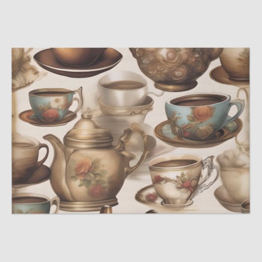 Papier Mousseline Découpage des tasses et des pots de café / (Recto)