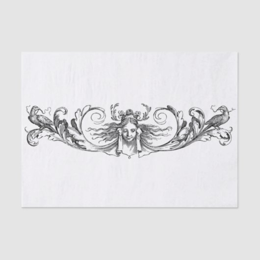 Papier Mousseline Découpage design Art déco noir et blanc (Recto)