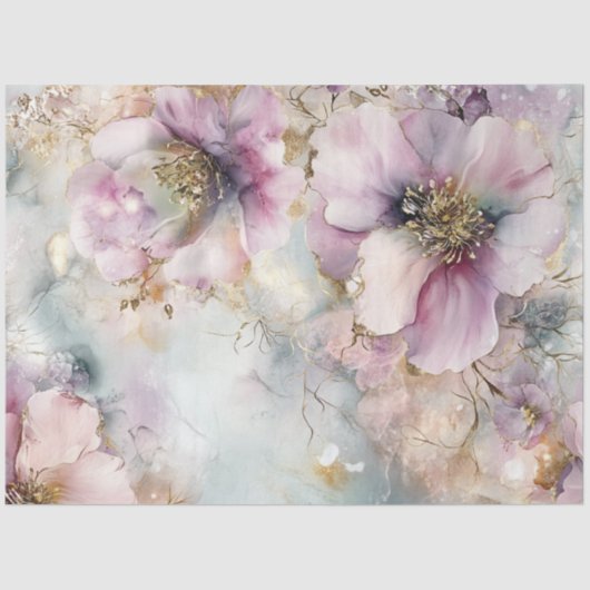 Papier Mousseline Découpage Design floral artistique Fleurs délicate (Recto)