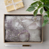 Papier Mousseline Découpage Design floral violet lavande blanc (Cadeau)