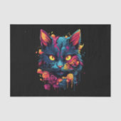 Papier Mousseline Découpage d'Halloween Chat noir effrayant (Recto)