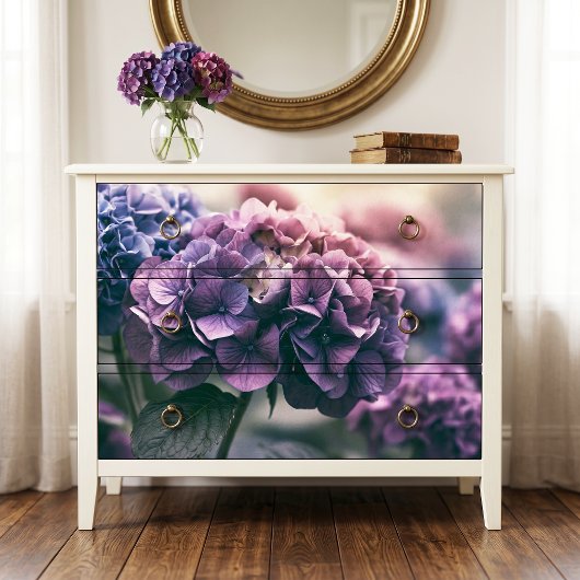 Papier Mousseline Découpage d'hydrangea violet prune vintage